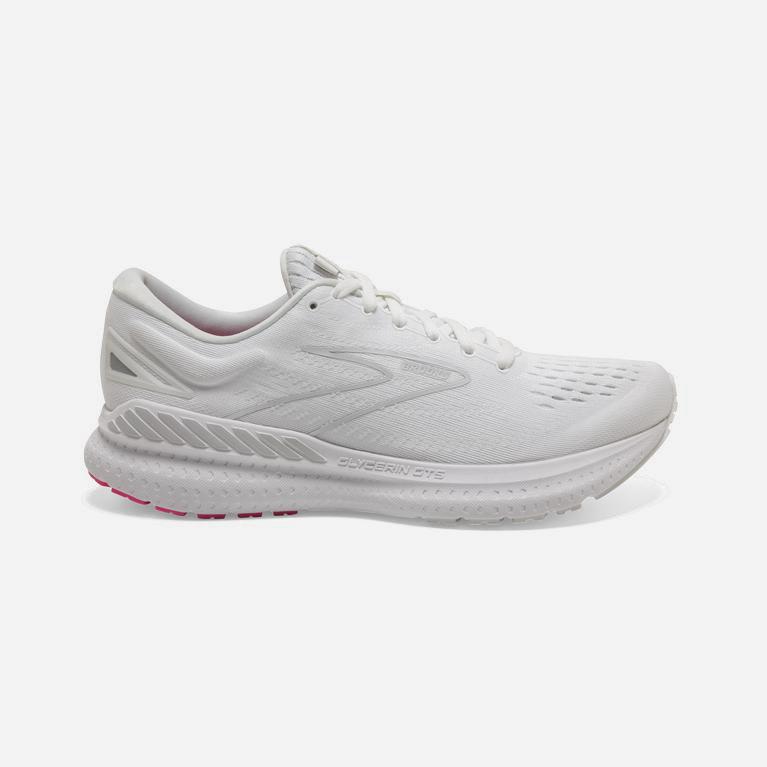 Ténis Brooks Glycerin Gts 19 Max Cushion Sapatilhas De Corrida Para Estrada Mulher Branco Rosa (6039